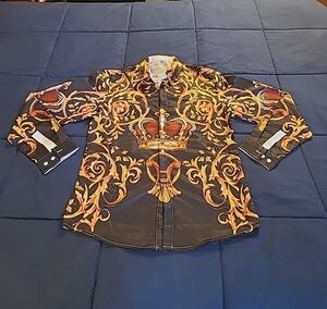 Baroque Style Long Sleeve Shirt with Crown Design